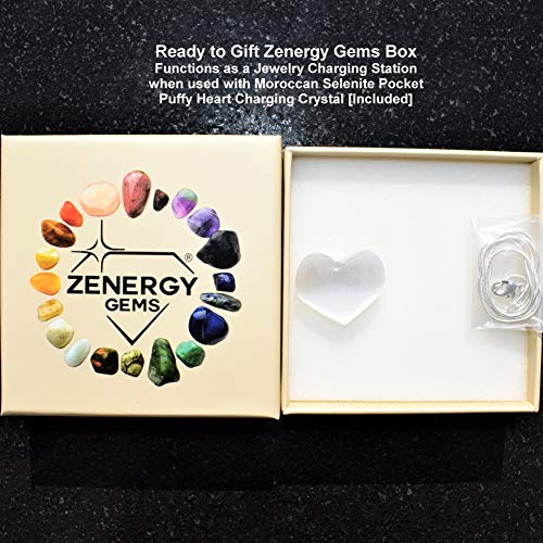 Zenergy Gems Faceted Hand-Made Natural Himalayan Selenite Crystal Pendants + Selenite Charging Heart Included (HEALING ENERGY - NEGATIVE ENERGY ABSORBER)