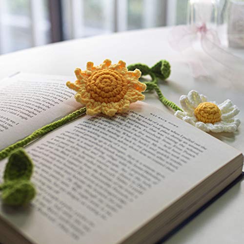 Daisy Bookmarks Readers Book Lovers Gifts for Women Kids Teenager Unique Personalized Bookmark (Handmade Knitted), for Curtain tiebacks holdbacks